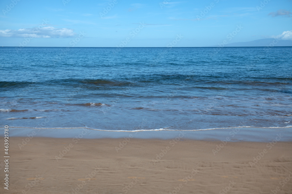 Sea view, nature background. Azure beach with and clear ocean water at sunny day.