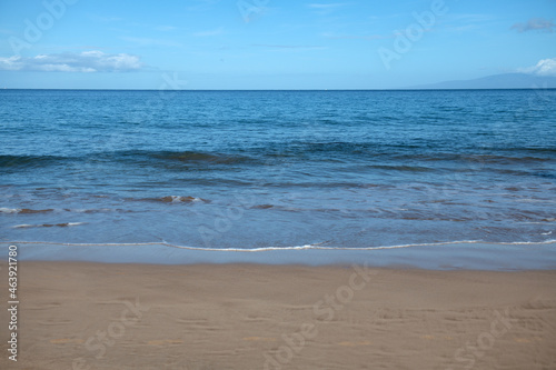 Sea view, nature background. Azure beach with and clear ocean water at sunny day.