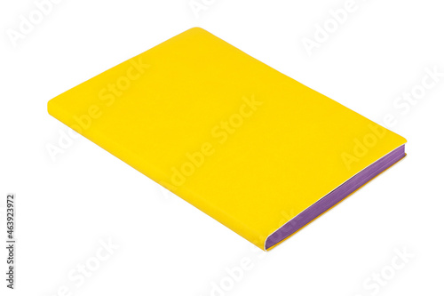 notebook with yellow cover, book layout, isolate on a white background
