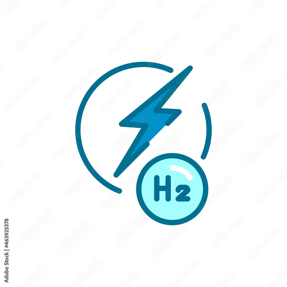 Energy H2 color line icon. Hydrogen energy. Isolated vector element. Energy H2 color line icon. Hydrogen energy. Isolated vector element.