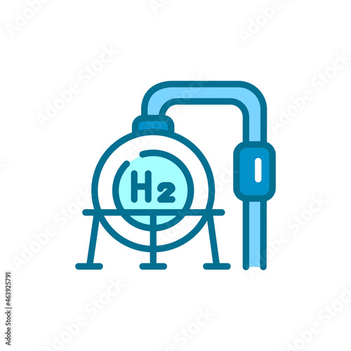 Storage H2 color line icon. Hydrogen energy. Isolated vector element.