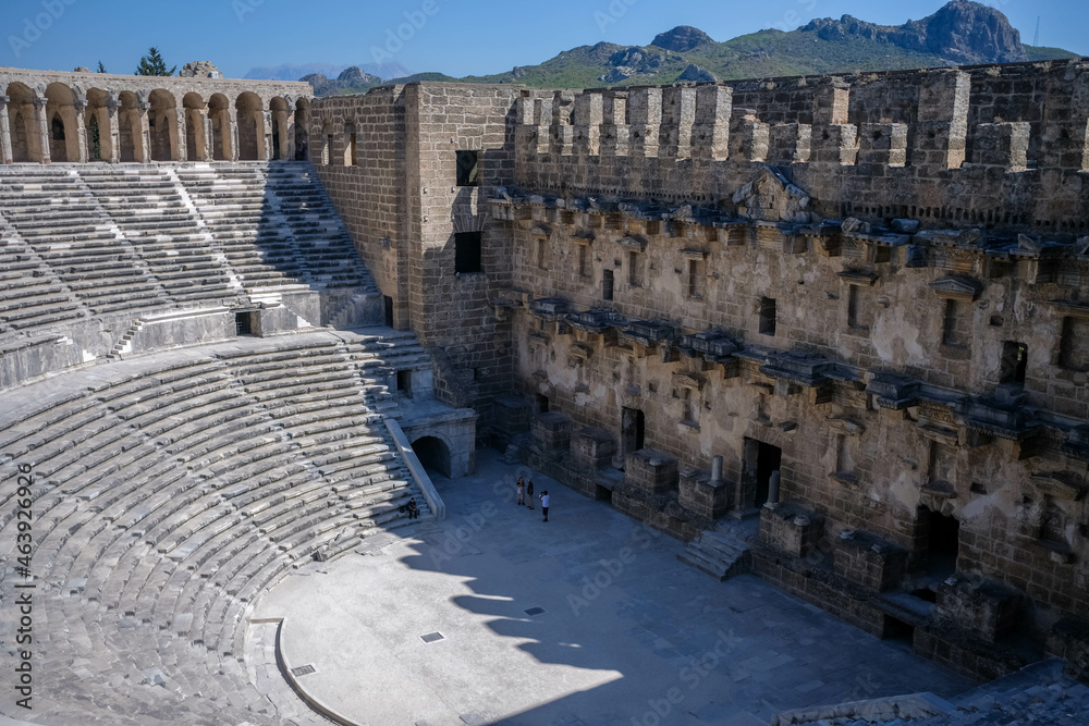 Ancient City of Aspendos and Ancient Theatre of Aspendos of Antalya, Turkey Ancient City of Aspendos and Ancient Theatre of Aspendos of Antalya, Turkey