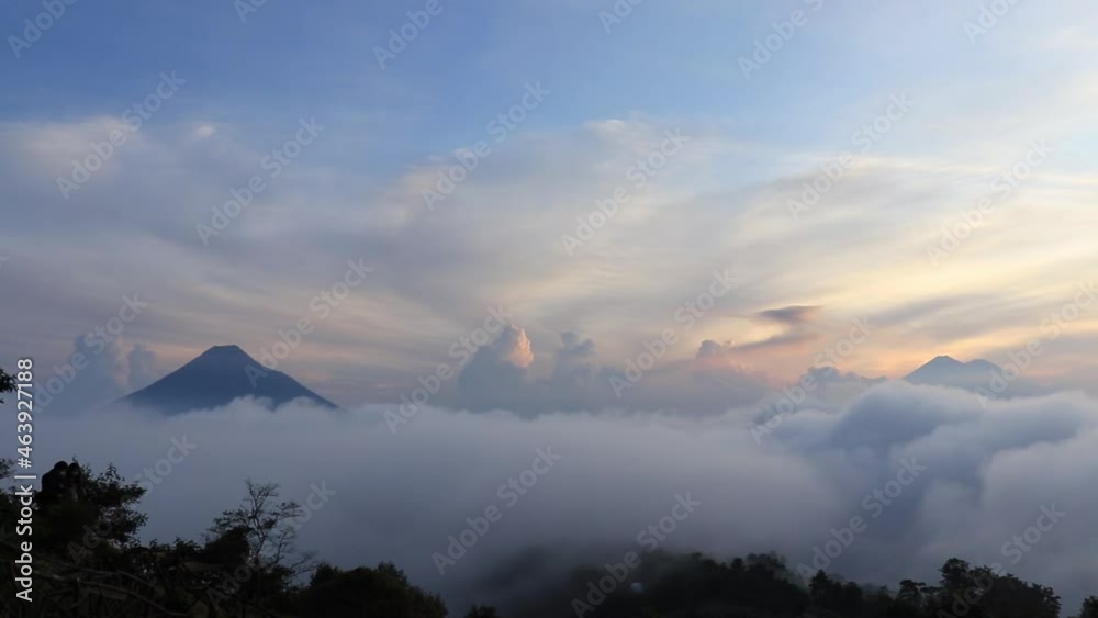 Dramatic sunset over the volcanoes and mountains of Guatemala Dramatic sunset over the volcanoes and mountains of Guatemala