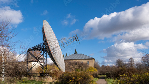 radio telescope against