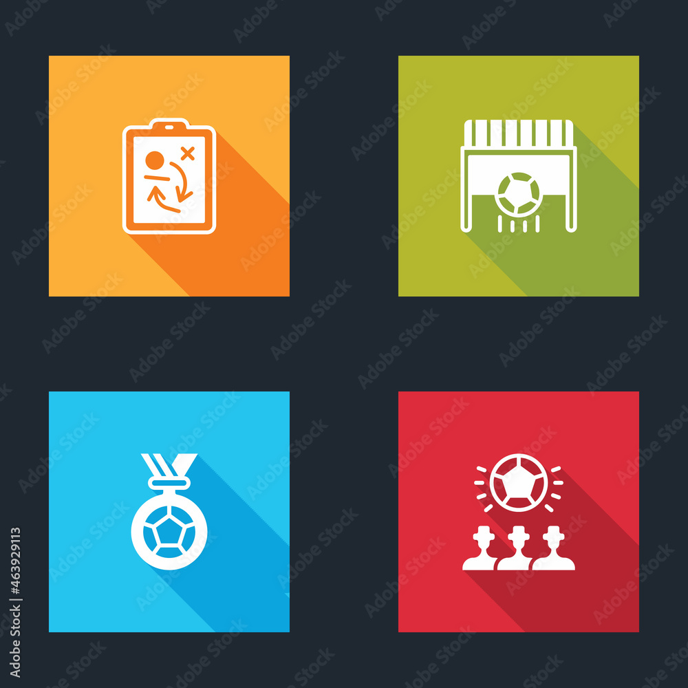 Set Planning strategy concept, Football goal with ball, or soccer medal and Soccer football icon. Vector Set Planning strategy concept, Football goal with ball, or soccer medal and Soccer football icon. Vector