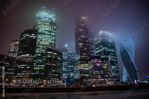 city skyline at night, Moscow