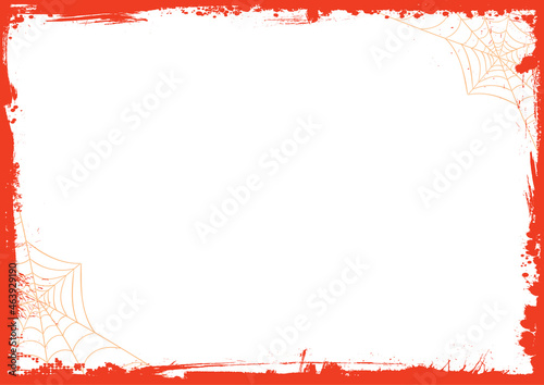 Halloween banner background with grunge border and spider net