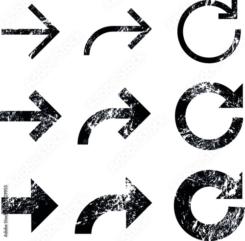 Arrow Vector Stamps – Set of arrows  stamp. Elements isolated on white background. Editable color. File EPS 10.