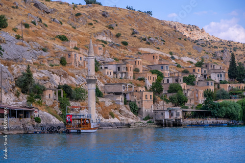 Old town of Halfeti, Sanliurfa, Turkey. The old town of Halfeti submerged under the rising waters. photo