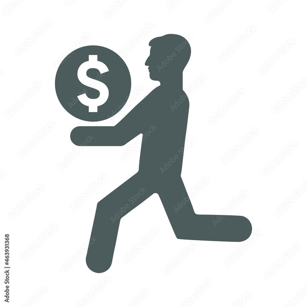 Dollar, courier, delivery, transfer icon. Gray vector. Dollar, courier, delivery, transfer icon. Gray vector.