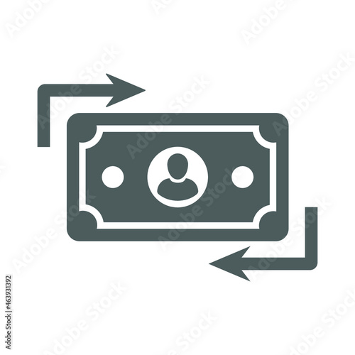 Cash flow icon. Gray vector graphics.