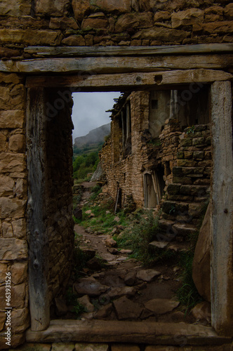 Old abandoned village Gamsutl in Dagestan  Russia