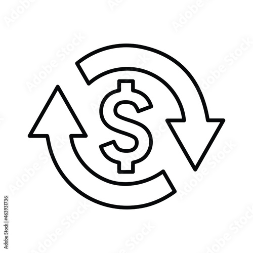 Conversion, money turnover line icon. Outline vector.