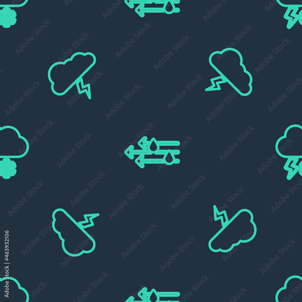 Set line Wind and rain, Storm and Cloud with snow lightning on seamless pattern. Vector Set line Wind and rain, Storm and Cloud with snow lightning on seamless pattern. Vector