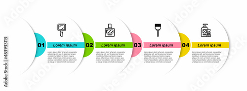 Set line Hand mirror, Aftershave, Hairbrush and Shaving gel foam. Business infographic template. Vector