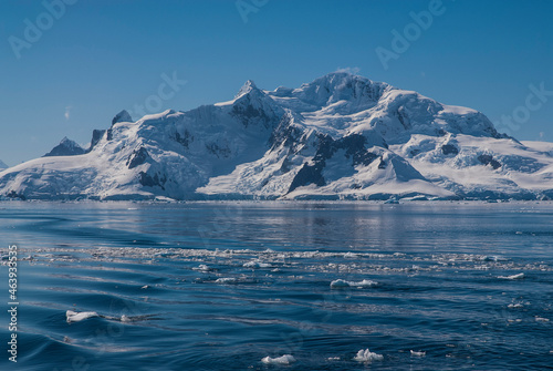 Lemaire strait coast, mountains and icebergs, Antartica