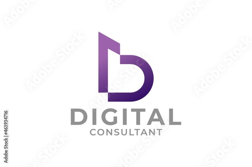 Abstract letter b logo design, digital logo template, arrow logo