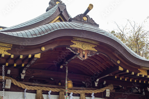 japanese traditional roof of shinto shrine photo