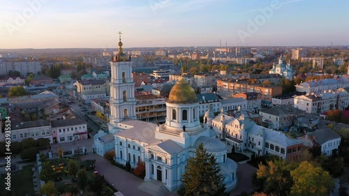 Aerial view to Saviour-Transfiguration cathedral in Sumy