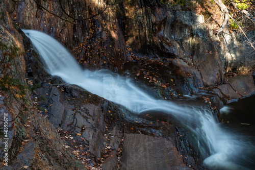 A long exposure of a flowing waterfall in Maine.
