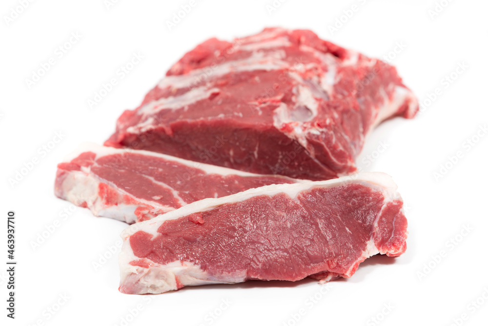 Veal slices on a perfect white background