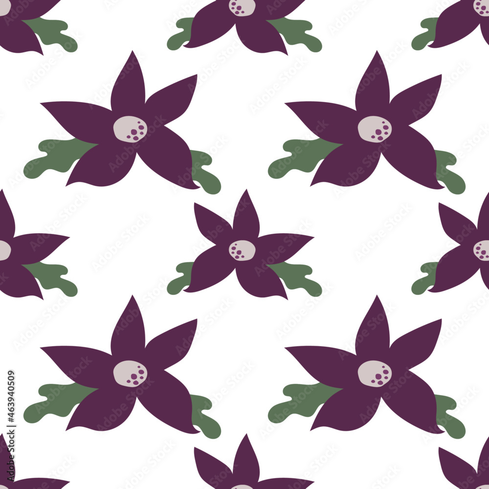 Fototapeta premium Tropical flowers pattern collection. Vector isolated elements on the white background.