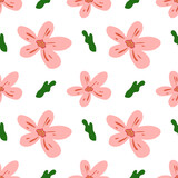 Tropical flowers pattern collection. Vector isolated elements on the white background.