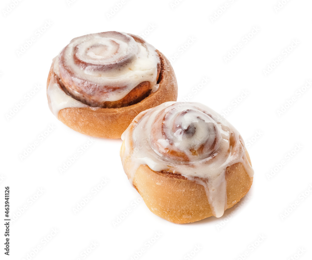 Traditional cinnamon rolls on white background Traditional cinnamon rolls on white background