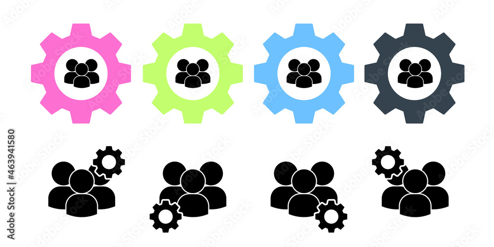Fototapeta premium People, three avatars vector icon in gear set illustration for ui and ux, website or mobile application