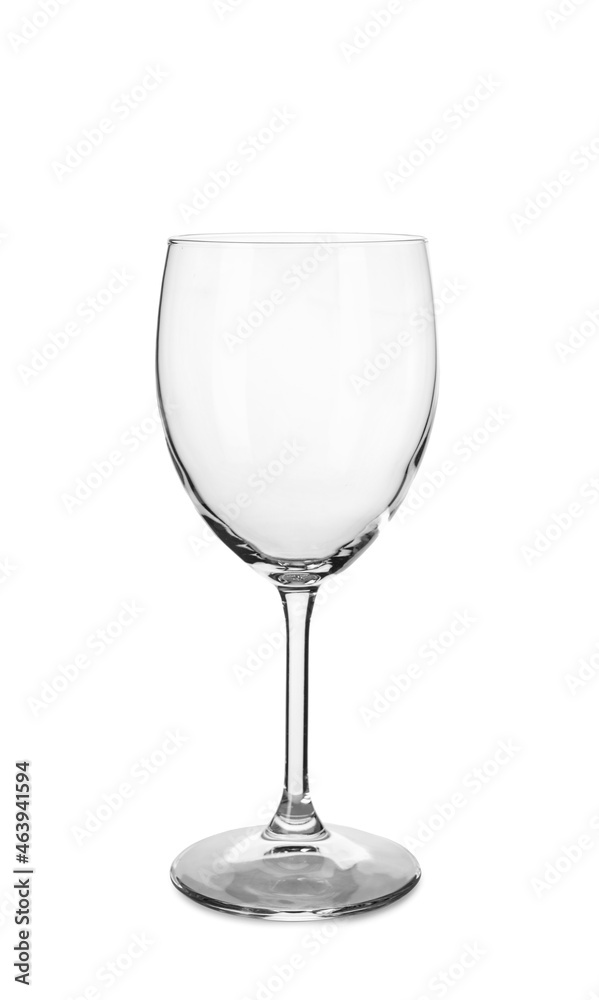 Stylish empty wineglass on white background