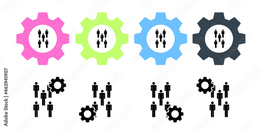 People, five, group vector icon in gear set illustration for ui and ux, website or mobile application People, five, group vector icon in gear set illustration for ui and ux, website or mobile application