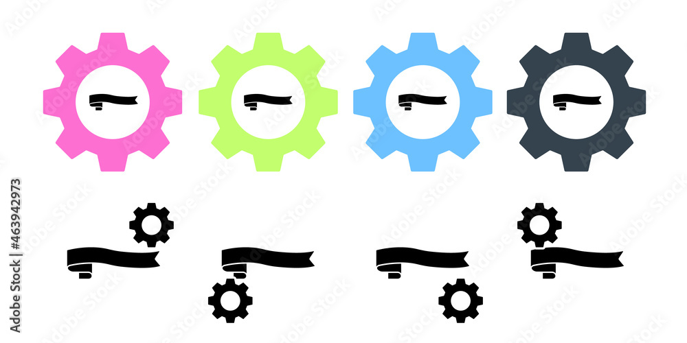 Ribbon vector icon in gear set illustration for ui and ux, website or mobile application Ribbon vector icon in gear set illustration for ui and ux, website or mobile application