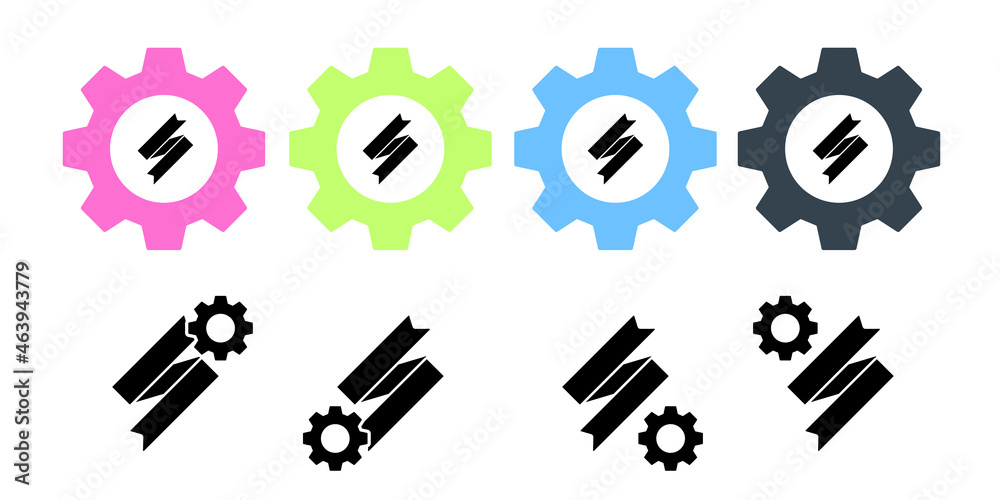 Ribbon vector icon in gear set illustration for ui and ux, website or mobile application Ribbon vector icon in gear set illustration for ui and ux, website or mobile application