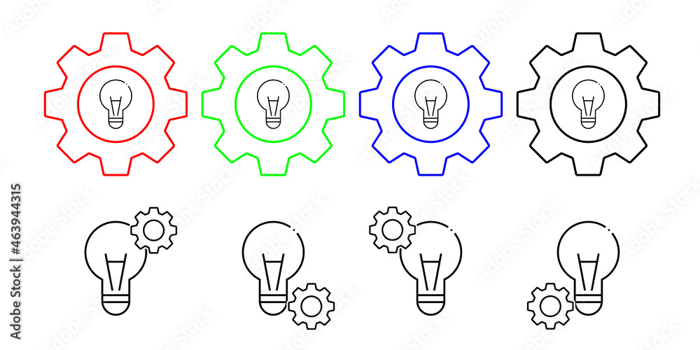 Light bulb vector icon in gear set illustration for ui and ux, website or mobile application Light bulb vector icon in gear set illustration for ui and ux, website or mobile application