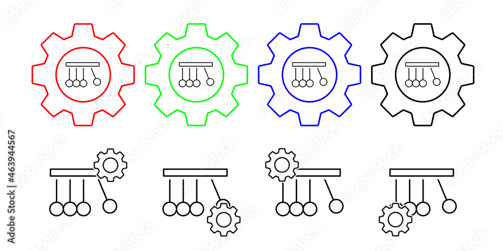 Physics vector icon in gear set illustration for ui and ux, website or mobile application