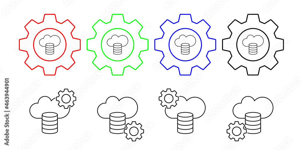 Cloud computing, coins, seo vector icon in gear set illustration for ui and ux, website or mobile application