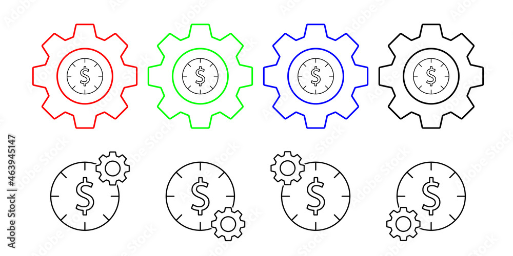 Pay per click, dollar, seo vector icon in gear set illustration for ui and ux, website or mobile application