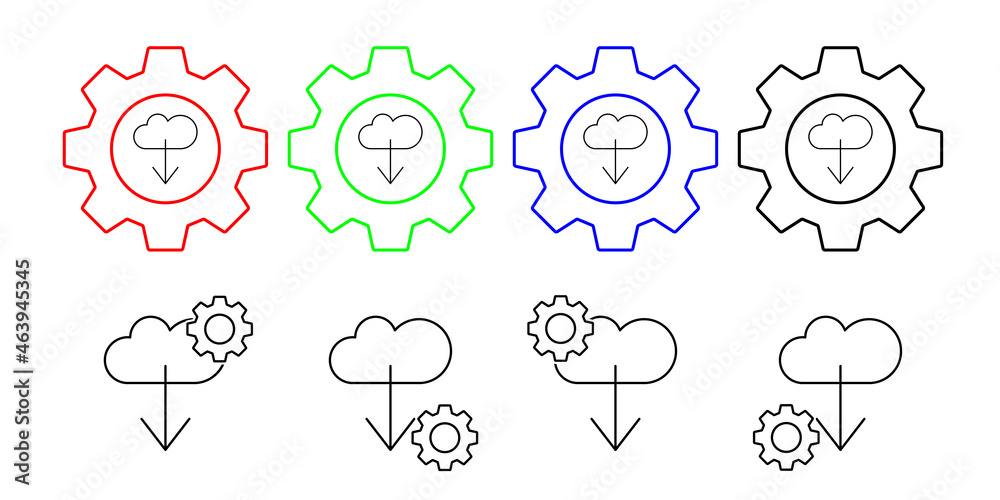 Cloud computing, arrow, seo vector icon in gear set illustration for ui and ux, website or mobile application