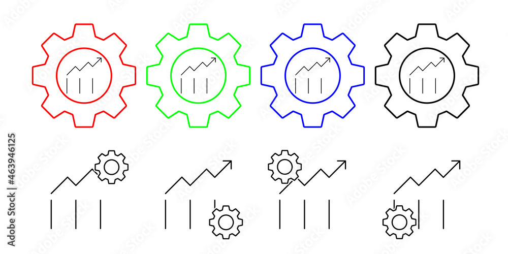 Analytics, arrow, seo vector icon in gear set illustration for ui and ux, website or mobile application