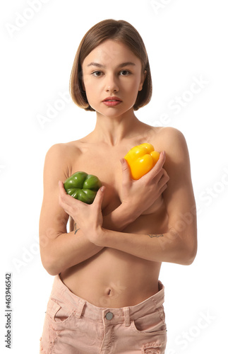 Naked young woman with bell...