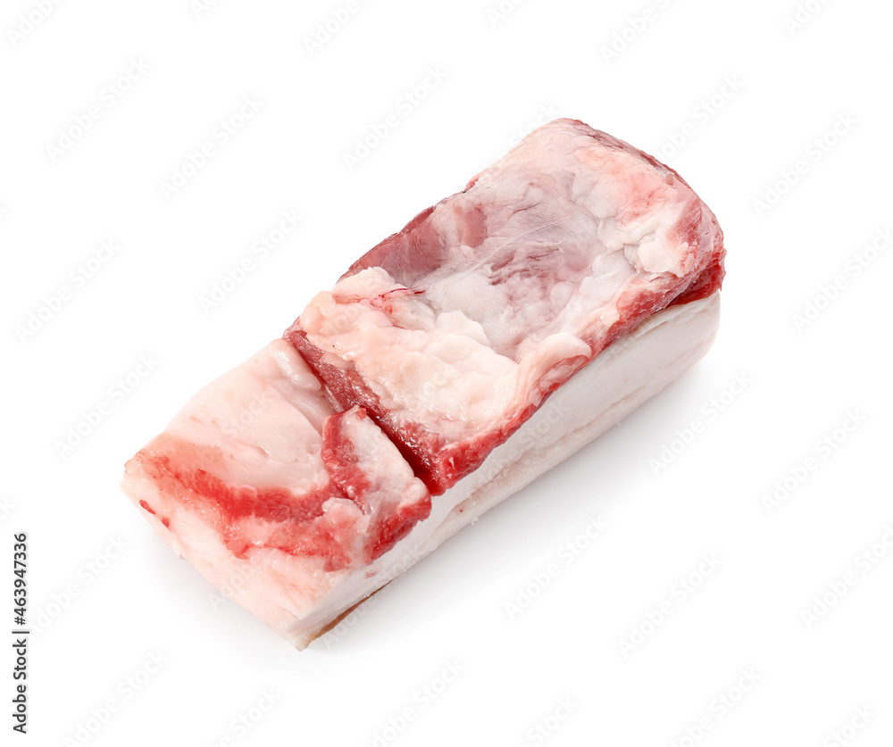 Uncooked bacon on white background Uncooked bacon on white background