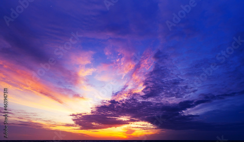 Amazing seascape majestic sunset clouds over the sea with dramatic sky sunset or sunrise Beautiful nature minimalist background and texture Panoramic nature view landscape © panya99