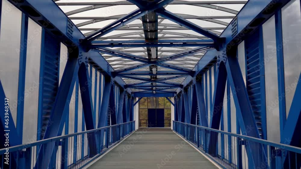 Walk on the pedestrian bridge over the motorway Walk on the pedestrian bridge over the motorway