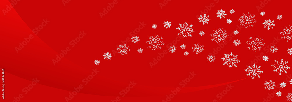Red snowflake banner background