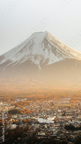 Mount Fuji and Kawaguchiko town, Japan mobile phone wallpaper