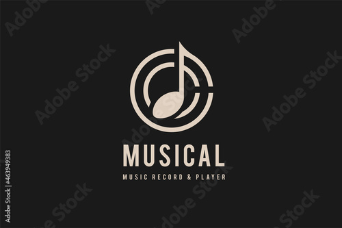 music logo design template , music note isolated circle vector logo design illustration