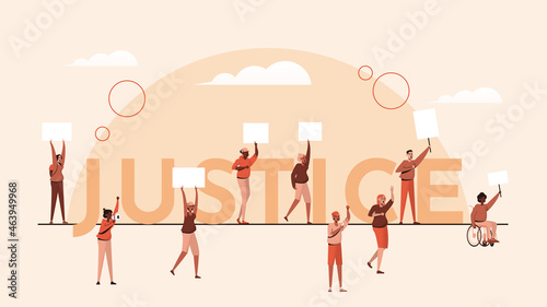 Quadro em tela Social Justice - banner of people protest
