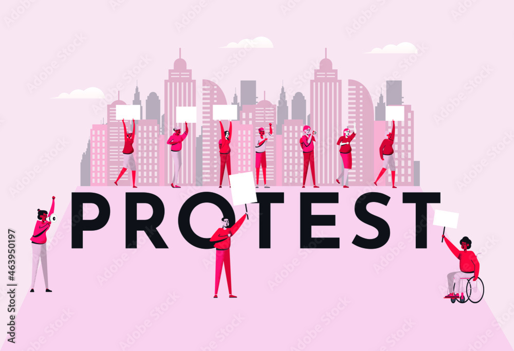 Social Justice - Protest concept people banner Social Justice - Protest concept people banner