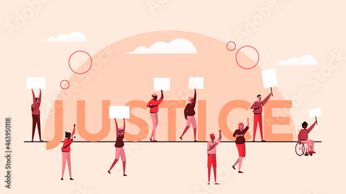 Social Justice - banner of people protest