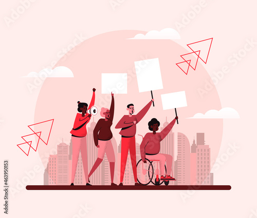 Social Justice - people protesting banner illustration